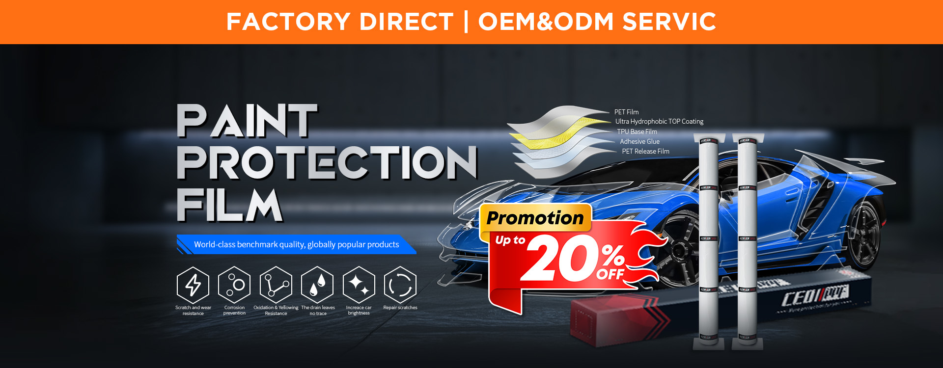 Kalite araba boya koruma filmi Fabrika